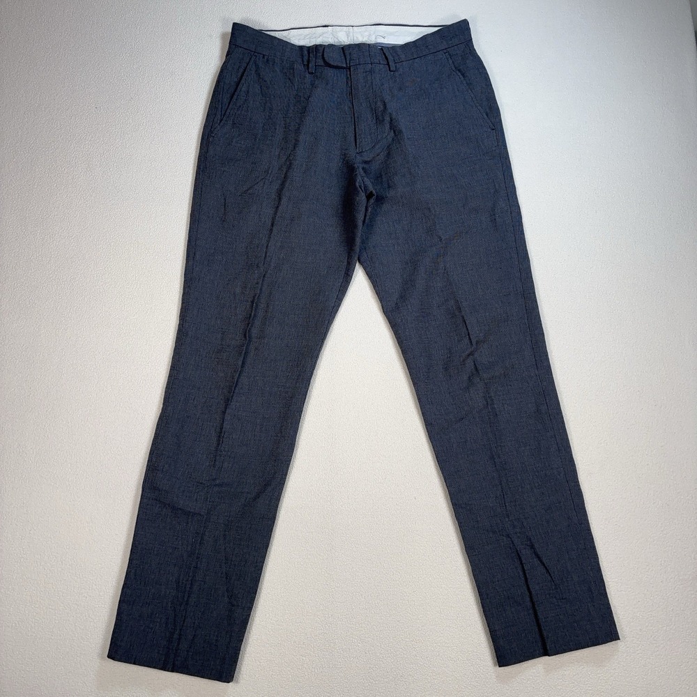 J Crew Bowery Linen-Cotton Pants Men's 30 (fits 31x30) Gray Slim Fit Tapered Leg